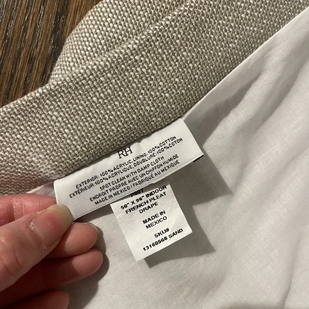 Restoration Hardware Perennial Texture French Pleated Draperies- 96” length